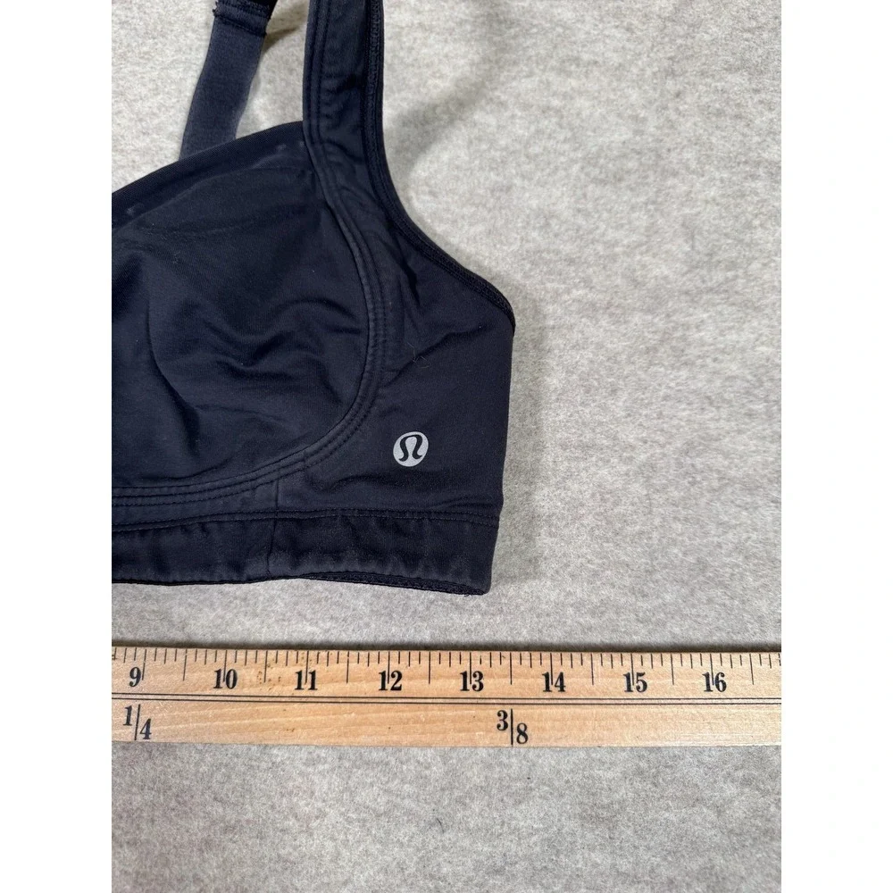 Lululemon Sports Bra Womens 34 Black Adjustable Straps Hook & Eye Yoga Running